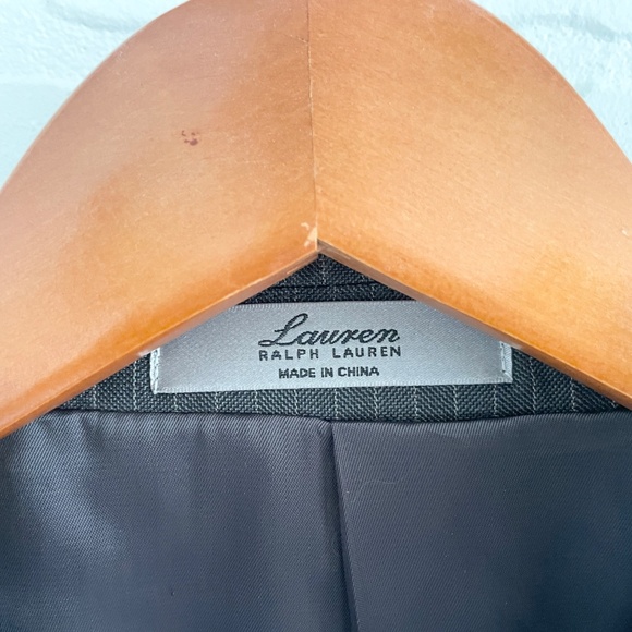 Lauren Ralph Lauren Men’s Blazer Formal Gray Pinstripe Single breast Sz 46R - Picture 14 of 14